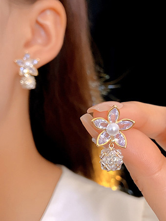 ウェディングイヤリング ダイヤモンド メタルピアス ウェディングジュエリー