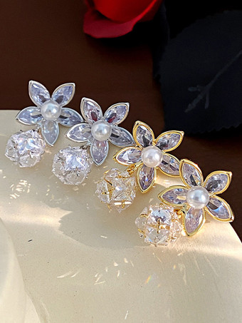 ウェディングイヤリング ダイヤモンド メタルピアス ウェディングジュエリー