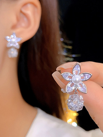 ウェディングイヤリング ダイヤモンド メタルピアス ウェディングジュエリー