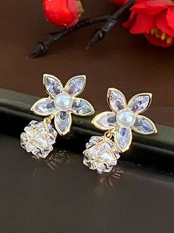 ウェディングイヤリング ダイヤモンド メタルピアス ウェディングジュエリー