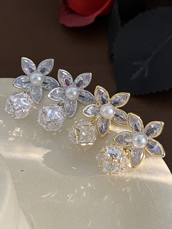 ウェディングイヤリング ダイヤモンド メタルピアス ウェディングジュエリー