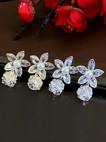 ウェディングイヤリング ダイヤモンド メタルピアス ウェディングジュエリー