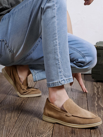 Mocassini slip-on da uomo con tomaia in micro pelle scamosciata