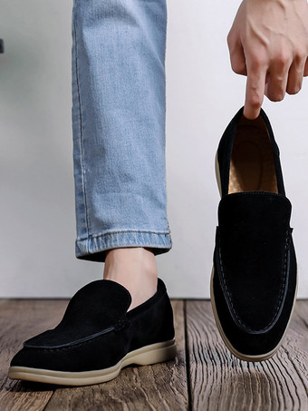 Mocassini slip-on da uomo con tomaia in micro pelle scamosciata