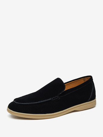 Nero Mocassini slip-on da uomo con tomaia in micro pelle scamosciata