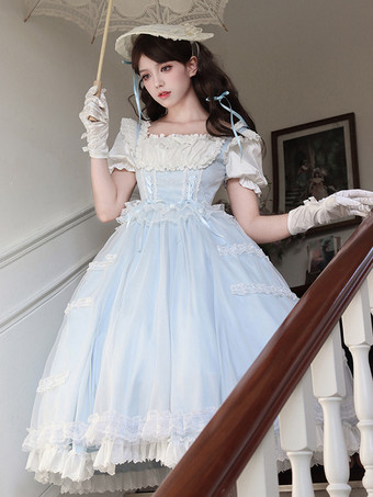Robe Sweet Lolita en polyester à manches courtes Robe Sweet Lolita