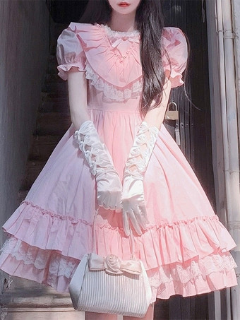 Vestido dulce lolita de poliéster de manga corta Vestido dulce lolita