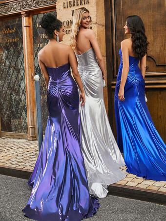 プロムドレス ポリエステル スウィートハートネック ボールガウン ノースリーブ プリーツ パーティードレス