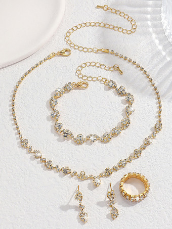 ファッションウェディングジュエリーセット美しいメタルダイヤモンド