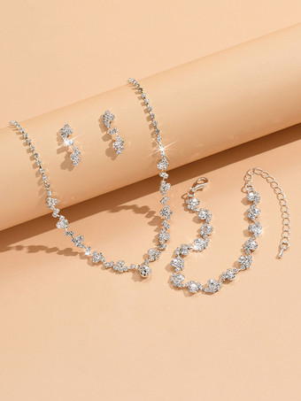 シルバー ファッションウェディングジュエリーセット美しいメタルダイヤモンド