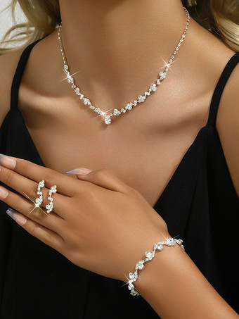 ファッションウェディングジュエリーセット美しいメタルダイヤモンド