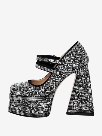 Women's High Heels Rhinestones Platforms Chunky Heel Pumps