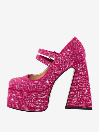 Women's High Heels Rhinestones Platforms Chunky Heel Pumps