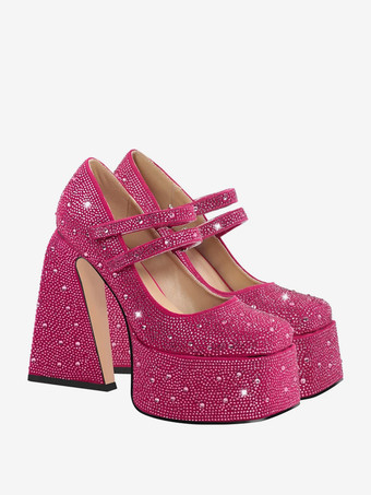 Women's High Heels Rhinestones Platforms Chunky Heel Pumps