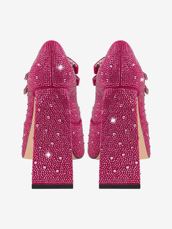 Women's High Heels Rhinestones Platforms Chunky Heel Pumps