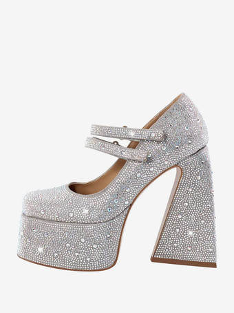 Women's High Heels Rhinestones Platforms Chunky Heel Pumps