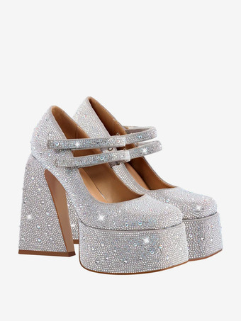 Women's High Heels Rhinestones Platforms Chunky Heel Pumps