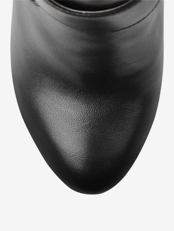 レディース ブラック アンクルブーツ プラットフォーム ラウンドトゥ ウェッジヒール ブーティ