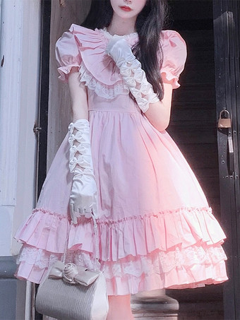Vestido dulce lolita de poliéster de manga corta Vestido dulce lolita