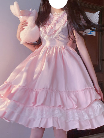 Vestido dulce lolita de poliéster de manga corta Vestido dulce lolita