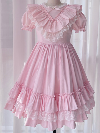 Vestido dulce lolita de poliéster de manga corta Vestido dulce lolita