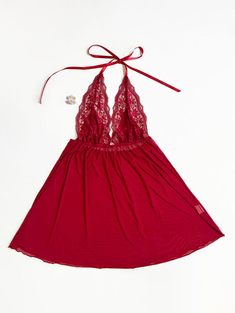 レッド シックスリープ ブラック ベビードール シュミーズ