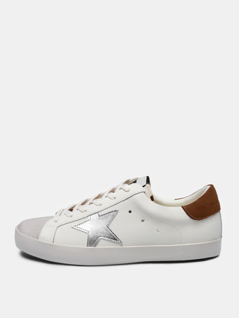 BeigeChaussures décontractées pour homme Baskets à bout rond en polyester écru et blanc étoiles