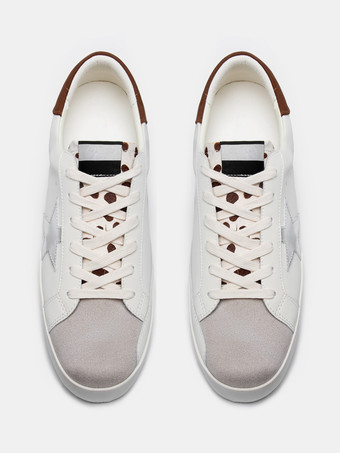 Chaussures décontractées pour homme Baskets à bout rond en polyester écru et blanc étoiles