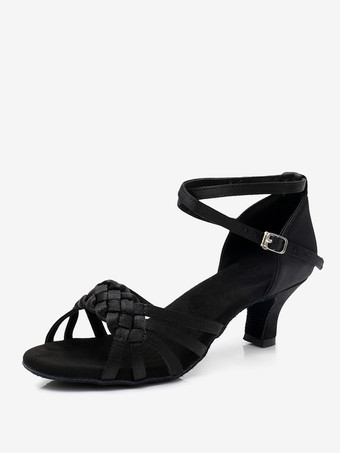 ラテンダンスシューズ サテン ライトアプリコット ラウンドトゥ ダンスシューズ