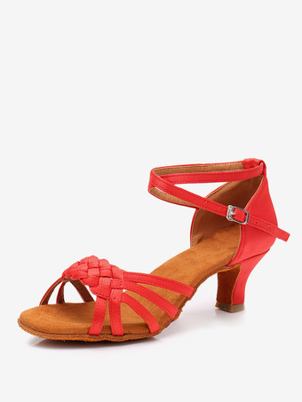 ラテンダンスシューズ サテン ライトアプリコット ラウンドトゥ ダンスシューズ