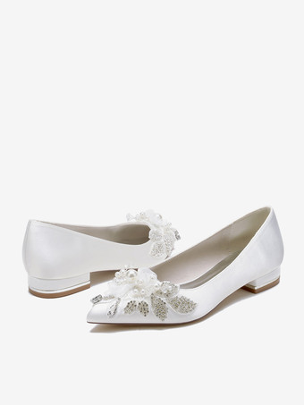 ブライダルシューズ ブライダルフラット サテン ポインテッドトゥ