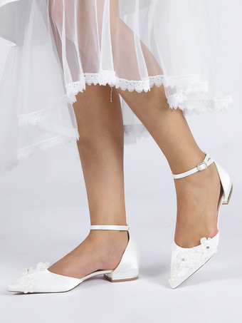 ブライダルシューズ ブライダルフラット サテン ポインテッドトゥ