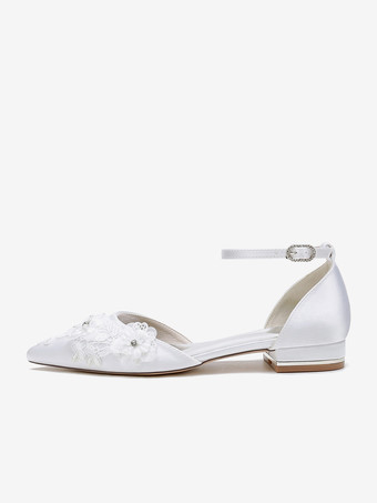 ブライダルシューズ ブライダルフラット サテン ポインテッドトゥ