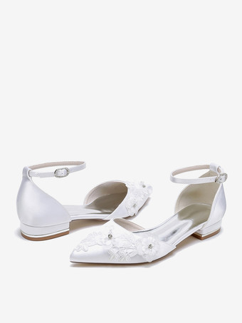 ブライダルシューズ ブライダルフラット サテン ポインテッドトゥ