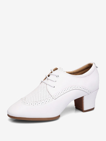 ホワイト 社交ダンスシューズ 女性用パピーヒール
