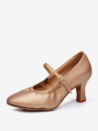 dorado Zapatos de baile de salón para mujer con tacón de cachorro