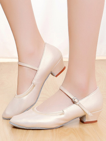 Color champañaZapatos de baile de salón para mujer con tacón de cachorro