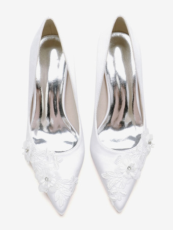 ブライダルシューズ ブライダルフラット サテン ポインテッドトゥ