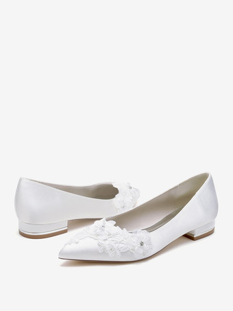 ブライダルシューズ ブライダルフラット サテン ポインテッドトゥ