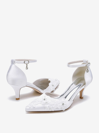 ウェディングシューズ ブライダルパンプス サテン ポインテッドトゥ