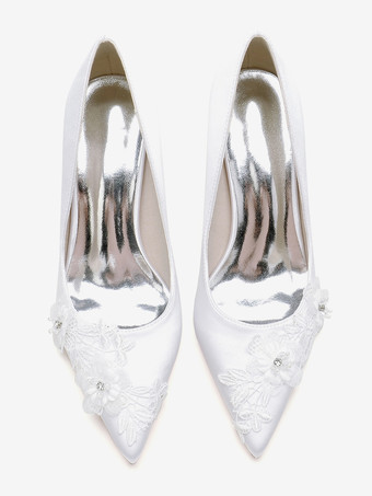 ウェディングシューズ ブライダルパンプス サテン ポインテッドトゥ