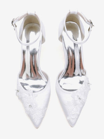 ウェディングシューズ ブライダルパンプス サテン ポインテッドトゥ