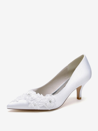 Bianco Scarpe da sposa Décolleté in raso con punta affilata