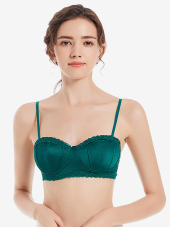 ダークグリーンブラ エクリュ ホワイト 室内用 シック レース ランジェリー