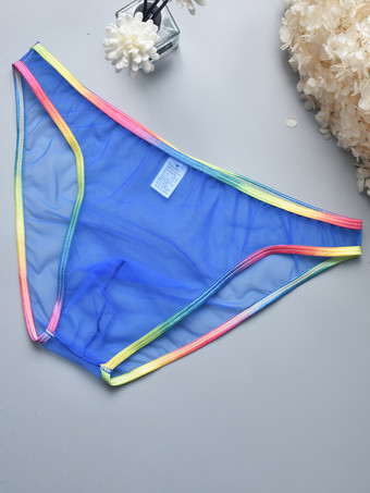 ブルー 男性用セクシーパンティー ホワイト 透明 メンズランジェリー