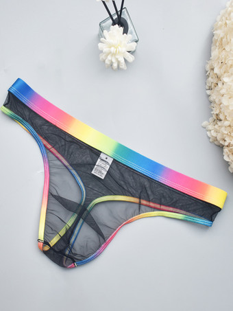 男性用セクシーパンティー ブルー シアー メンズ ランジェリー