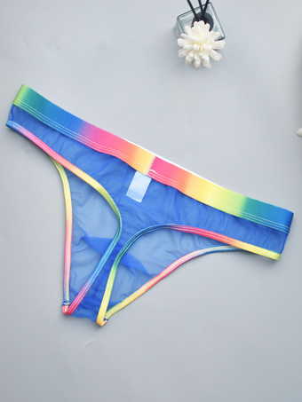 男性用セクシーパンティー ブルー シアー メンズ ランジェリー