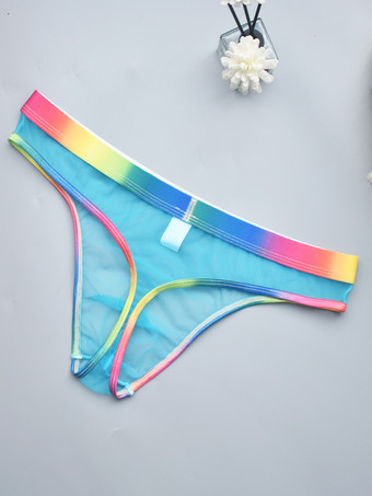 男性用セクシーパンティー ブルー シアー メンズ ランジェリー