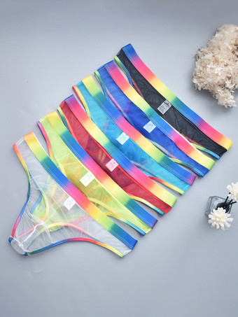 男性用セクシーパンティー ブルー シアー メンズ ランジェリー