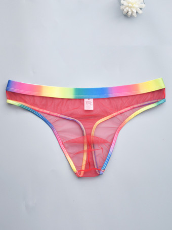 レッド 男性用セクシーパンティー ブルー シアー メンズ ランジェリー